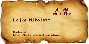Lojka Nikolett névjegykártya